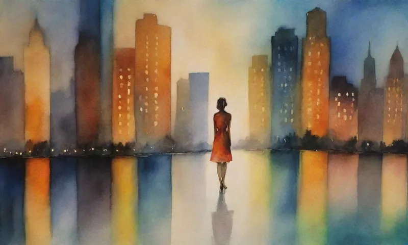 Una figura solitaria se encuentra en su reflejo, iluminada por un solo foco, en medio de un paisaje urbano borroso.