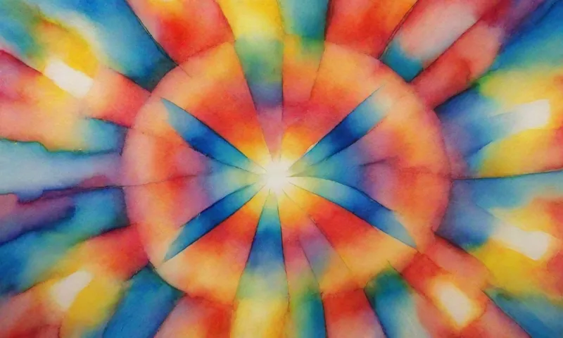 Un caleidoscopio hecho de diversas luces vibrantes que representan alegría, miedo, ira, tristeza y esperanza.